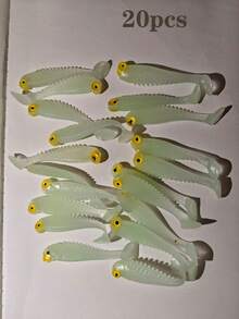 夜光软饵，硅胶鱼形人工鱼饵，软硅胶小鱼饵，2.17英寸