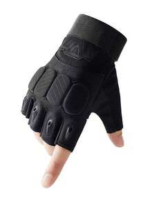 1双男士户外骑行运动健身半指手套 - 彩色 - 查看 5