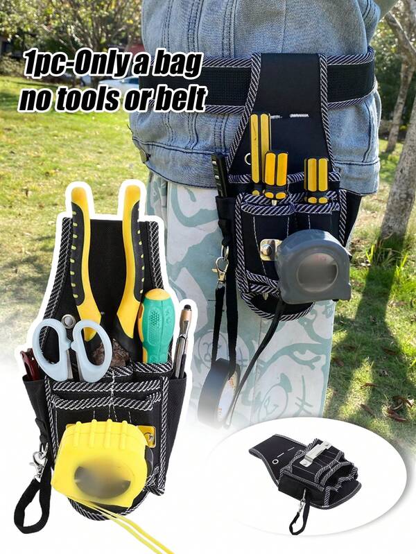 1pc Fanny Pack Tool Bag, Multiple Pockets Electrician Tool Storage Bag With Adjustable Belt Portable Tool Pouch Organizer Bag Multifunctional Tool Belt Pouch Screwdriver Plier Nylon Canvas Storage Bag,Hardware Tool Waist Bag,A Great Gift For Craft Enthusiasts,A Great Gift For Outdoor Enthusiasts,A Perfect Gift For Family, Friends, And Loved Ones, Including Christmas And Thanksgiving Gifts.