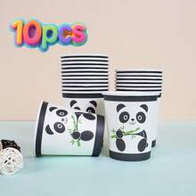 Copos de papel descartáveis para festas, copos de papel com estampa de panda e animais de desenho animado de 25 g, 10/25/30 ml. Adequados para diversos fins, artigos para piquenique, festas de aniversário, camping, decoração e eventos comemorativos. Presentes para festas, chás de panela, decoração de restaurantes, utensílios de cozinha, festas, pandas.