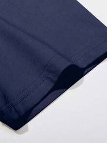 Manfinity Homme Men's Casual Letter Print Short Sleeve-Shirt, Summer - Màu xanh hải quân - Xem 5