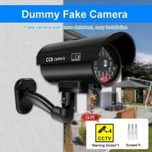 1 件太阳能假监控摄像头，防盗防盗，略防水，红色 LED 灯闪烁，附赠 CCTV 贴纸 - 彩色 - 查看 12