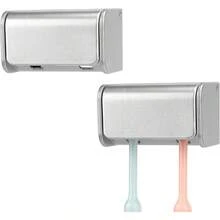 Toothbrush Holder Wall Mounted With Cover For Bathroom, Toothbrush Storage Organizer For Shower, Self Adhesive Toothbrush Hanger With Automatic Toothpaste Squeezer Dispenser - Silver - View 8