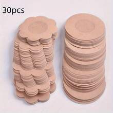 30 Pieces Of Ultra-Thin Disposable Nipple Covers - Breathable Non-Woven Fabric Material, Anti-Bulge Design, Round And Floral Shapes, Seamless Fashion Accessory Suitable For Clothing, Swimwear, And Wedding Photography - tròn - Xem 1