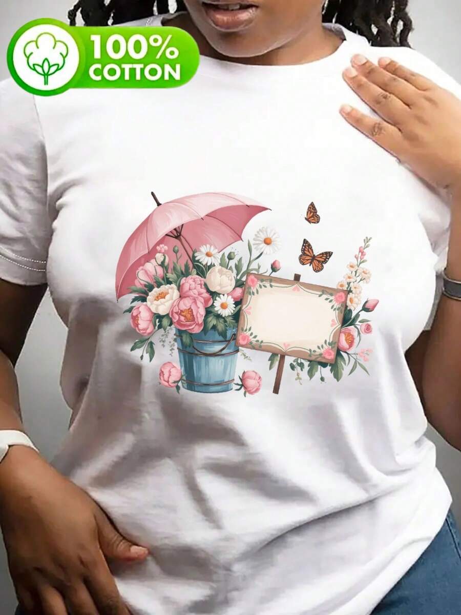 Curvy Confidence Crew: Camisetas de manga corta con estampado vibrante, tallas 0XL-5XL - blanco - Ver 1