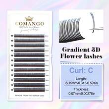 CoMango 12 Rows Mixed 8-15mm Ombre 5D Floral False Eyelashes, 0.07mm Fan-Shaped Premade Fluffy Natural Eyelash Extensions, Wholesale - trái cam - Xem 9