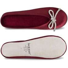 Isotoner Women's Satin Ballerina Slippers With Soft Tie Bow And Suede(MD Chili) - Type1 - View 4
