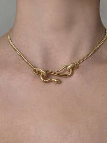 Snake Chain Necklace For Men, 18K Gold Plated Cuban Link Choker, Full Zirconia Inlay, Hip Hop Jewelry, Fashion Statement Collar Necklace - Gold - View 9