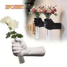 2PC Hand Vase For Flowers Sleek Elegand Design Gift Home Decor Ornament Novelty Idea With Test Tube Vase - WHITE-1 - View 1