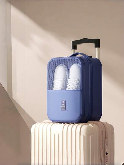 1PC Hard Shell Travel Shoe Organizer - Portable Luggage-Friendly Shoe Bag With Mesh Window, Dustproof Waterproof Large Capacity Shoe Storage Case, Essential Travel Accessory For Sneakers & Daily Shoes