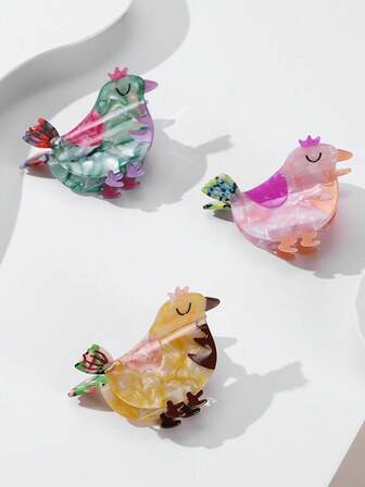 New Design Animal Chicken Acetate Hair Clip, Cute Patchwork Bun Clip, Hair Claw For Ponytail Elegant Hair Accessories Elegant Claw Clip Winter Hair Clutch
