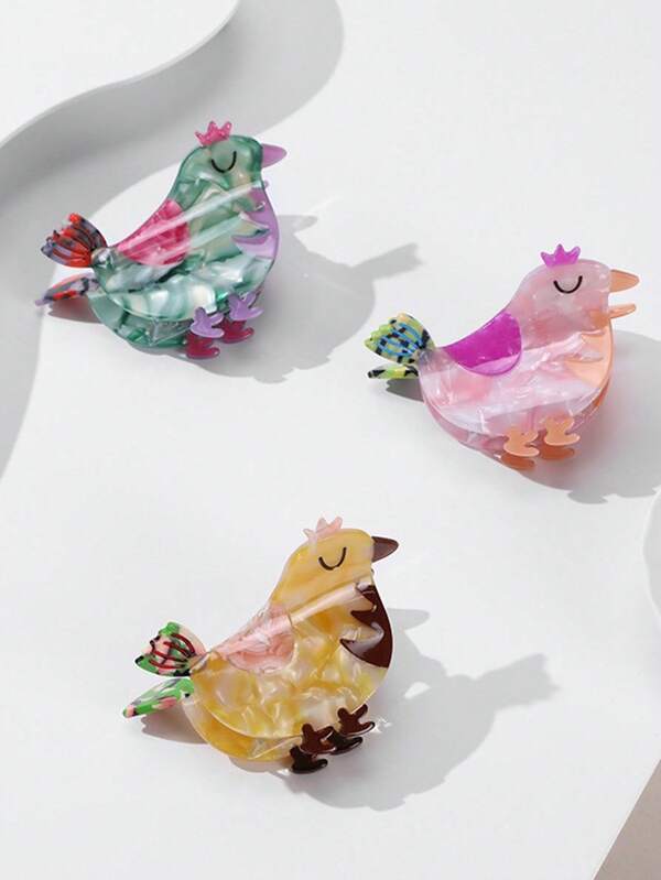 New Design Animal Chicken Acetate Hair Clip, Cute Patchwork Bun Clip, Hair Claw For Ponytail Elegant Hair Accessories Elegant Claw Clip Winter Hair Clutch