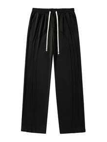 男士休闲老款男士条纹阔腿裤 - 黑色 - 查看 2