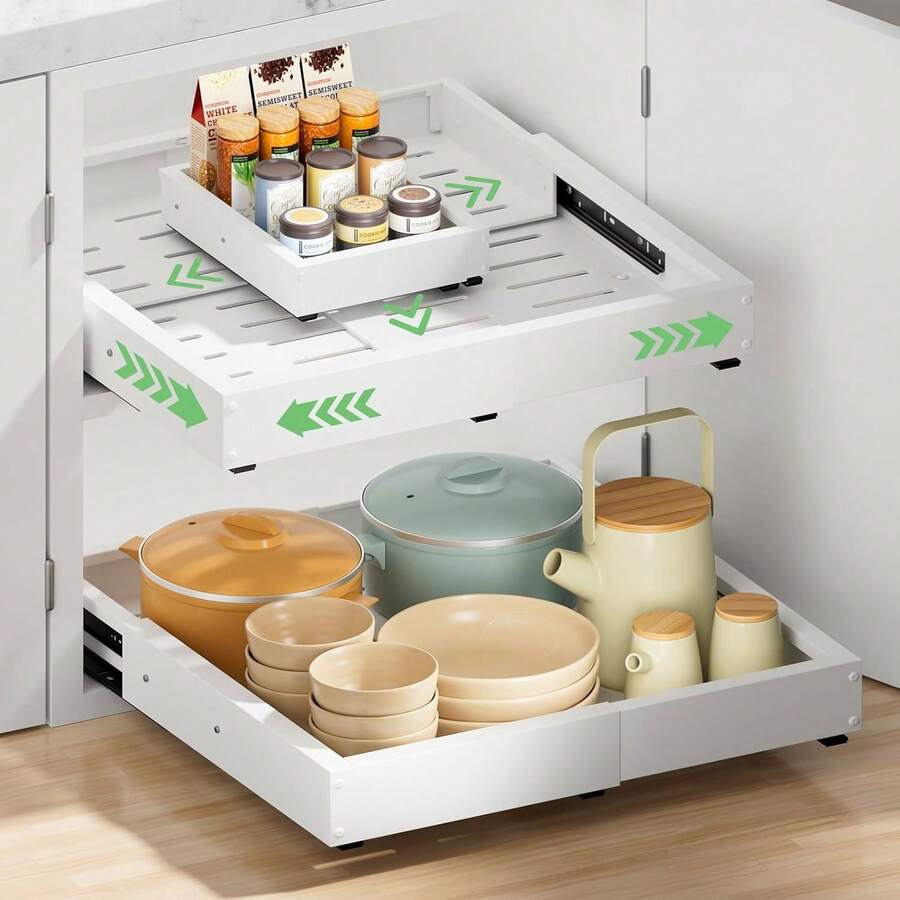 Upgrade Pull Out Cabinet Organizer, Expandable Width (12