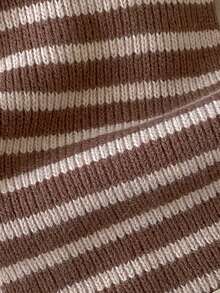 Couple's Simple Knitted Scarf, New Striped Knitted Scarf For Women, Student, Versatile And Warm Neck Warmer, Autumn/Winter - Stripe Coffee - View 5