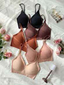 5 piezas/Conjunto de sujetador adhesivo sin costuras, ropa interior de mujer, lencería,Ropa interior transpirable y cómoda sin anillo de acero - Multicolor - Ver 4