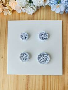 2 piezas Juego de cortadores de rodajas de limón y naranja de arcilla polimérica, moldes creativos de arcilla polimérica para pendientes con estilo de fruta de verano, para hacer joyas y pendientes DIY - Blanco - Ver 3