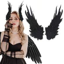 Angel Wings Hair Clips Angel Demon Hair Barrettes Ballet Headpiece Halloween Hair Accessories For Carnival Party Masquerade Black