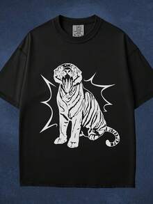 Y2K Tiger T-Shirt, Cute Streetwear Aesthetic, Gothic Shirt, Grunge Y2K Tee, Cool Vintage R T-Shirt Gift,  Uni T-Shirt - 款式24 - 查看 1
