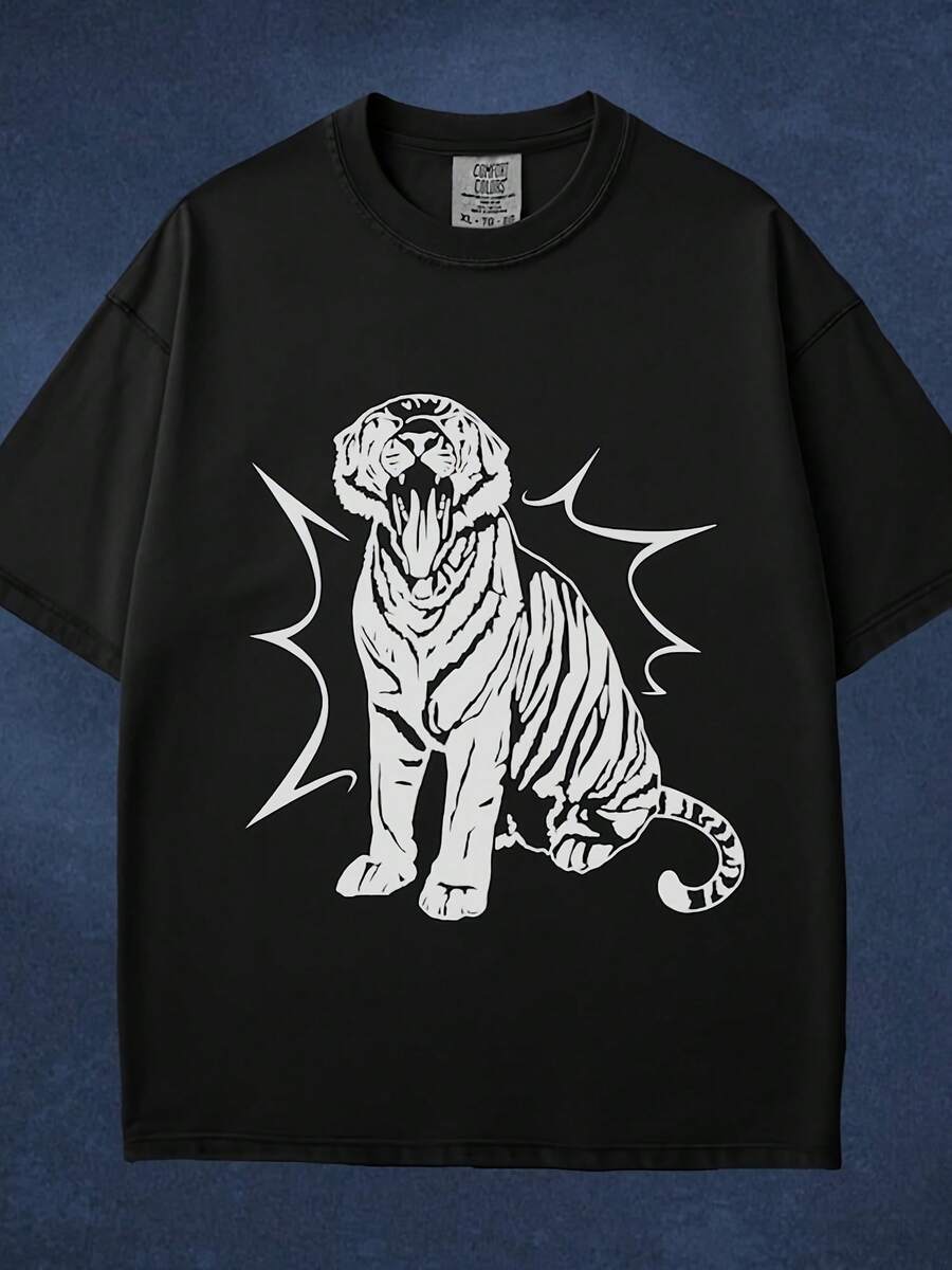 Y2K Tiger T-Shirt, Cute Streetwear Aesthetic, Gothic Shirt, Grunge Y2K Tee, Cool Vintage R T-Shirt Gift, Uni T-Shirt - 款式24 - 查看 1