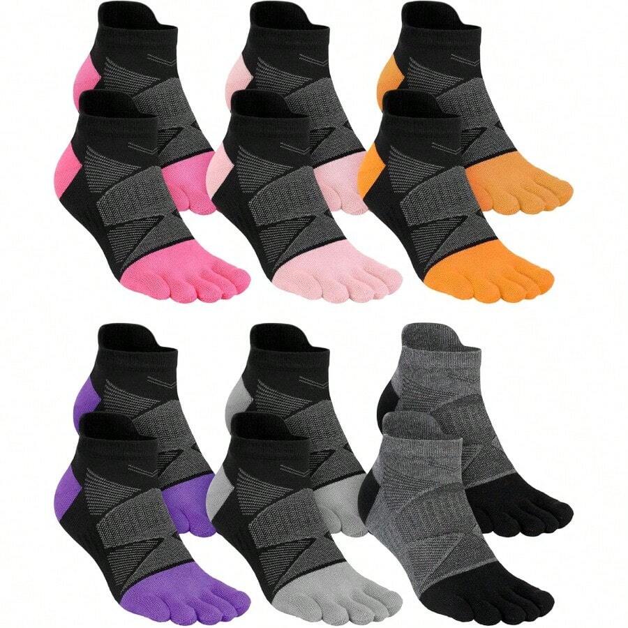 20256 Pairs Women Men Ankle Toe Socks Cotton Warm Crew Toe Separator Socks For Athletic Running - Nhiều màu - Xem 1