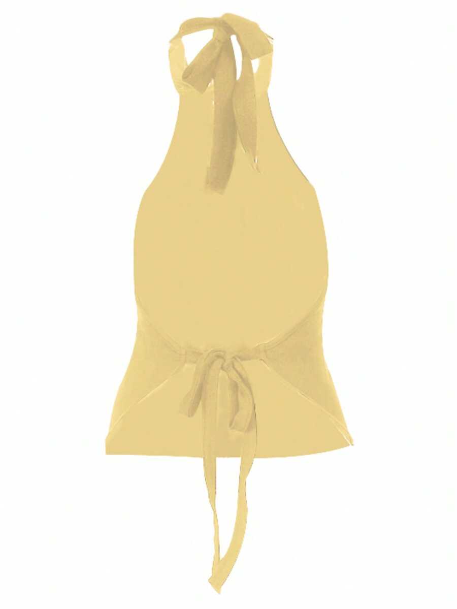 Damen Unifarbige Gerafftes Neckholder Rückenfreie Sexy Bluse