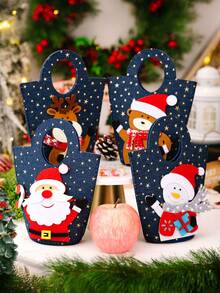 1 Stück Weihnachts-Lebkuchen Party Geschenktüte - Papier Weihnachts-Geschenktüte mit Griff, geeignet für Weihnachtsparty Dekorationen und Feiertags-Zubehör, Geburtstagsfeiern, Hochzeiten, Weihnachtsgeschenke, Weihnachtsdekorationen, Geburtstagsfeiern, Neujahrsgeschenke, Farben und Stile sind zufällig, Weihnachts-Lebkuchenmann Geschenktüten, Weihnachts-Apfel Verpackungsboxen Winterraumdekoration