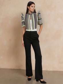 Amyenjoylife Modern Filipiniana Summer Women's Elegant Temperament Bubble Sleeve Short Sleeved Top - Champagne - View 3