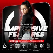 Báscula inteligente Bisonbody EssentiaMetrics – Detecta 20étricas de composición corporal, incluyendo peso, IMC, grasa corporal y muchoás – Se conecta a la aplicación de smartphone – Soporta 8 usuarios – Báscula digital - 22 Métricas de Salud - Ver 5
