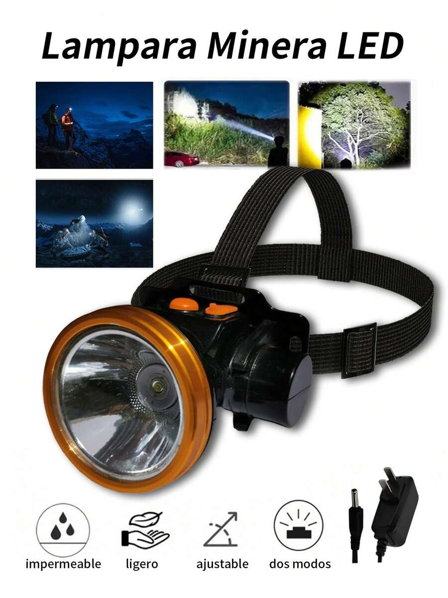 Faro frontal impermeable y de alta luminosidad con 1 luces LED,2 modos,Linterna frontal LED de alta potencia, linterna superbrillante,para acampar al aire libre, carga USB, cómodo de usar, adecuado para trabajo nocturno al aire libre como acampar, pesca nocturna, reparaciones, camping, running, caza, senderismo, etc.