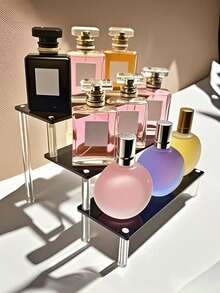 Soporte de exhibición de escalera de varios niveles transparente, soporte de exhibición de pastel de varios niveles, soporte de exhibición de perfume, soporte de botella de perfume, soporte de exhibición transparente de acrílico de fácil montaje, de alta calidad de plástico, para perfume, joyería y manualidades, perfume, magdalenas y suministros de arte, decoración del hogar.