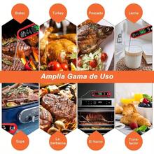 Termmetros para Carne Impermeable - Termmetro Digital de Cocina Inoxidable con Lectura Instantnea Pantalla LCD y Plegable de la Sonda de Metal Larga para Leche Barbacoa Parrilla Carne BBQ - DOS SONDAS - Ver 9