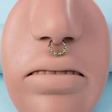 1pc 316 Stainless Steel Segment Nose Ring Punk Style Earrings With Lock Chain Design Spiked Septum Piercing Jewelry