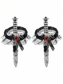 女士海盗剑配蕾丝蝴蝶结，海盗服装，玩具剑配大腿吊袜带，女士海盗装束，海盗配饰，角色扮演，高品质吊袜带，万圣节或其他特殊场合的理想海盗配饰，为您的双腿增添魅力和独特美感 - 彩色 - 查看 10