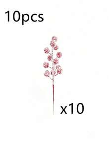 10pcs Artificial Berry Christmas Tree Decor, Foam Holly Branches With Snowflakes, Suitable For Christmas, Christmas Decorations, Room Decor, Home Decor, DIY Holiday Decoration Accessories, Christmas Gift Wrapping Supplies, New Year Decorations