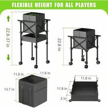 Tennis Ball Hopper With Wheels - Height Adjustable Foldable Tennis Ball Basket With Storage Bag Ball Candy 150 Pickleball Tennis - Initial - View 7