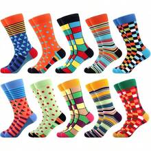 Men's Funny Novelty Crazy Pattern Dress Socks For Gifts - أحمر-برتقالي/أزرق/أصفر/أخضر/متعدد الألوان هندسي-12 شهرًا - مشاهدة 12