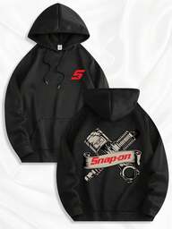 VUKOUK Men's Printed Hoodie Hooded Sweatshirt, Fashionable Printed Street Men's Hooded Sweatshirt, Personalized Hip-Hop Style Pullover, Multifunctional Drawstring Pocket Design, Autumn And Winter Clothing, Suitable For Casual Outdoor And Holiday Gift Giving Mechanic