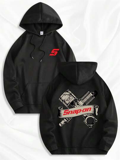 VUKOUK Men's Printed Hoodie Hooded Sweatshirt, Fashionable Printed Street Men's Hooded Sweatshirt, Personalized Hip-Hop Style Pullover, Multifunctional Drawstring Pocket Design, Autumn And Winter Clothing, Suitable For Casual Outdoor And Holiday Gift Giving Mechanic