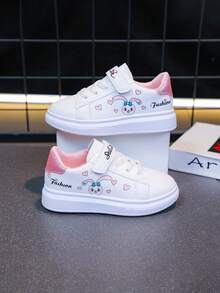 1 Pair Back To School Popular Kids Shoes For Girls, Cartoon Rabbit Design White Sneakers, Fashionable Non-Slip Durable Soles For Comfortable Wear - Pink - View 6