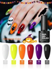 coscelia Set 6 buc ojă gel neon - ojă gel portocaliu galben verde alb negru cu saturație ridicată, accesorii unghii de lungă durată pentru femei cadouri de salon de artă DIY