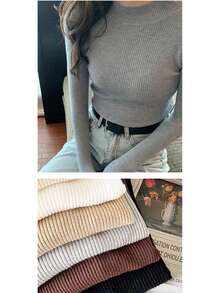 Women Knit Tops - Mocha Brown - View 9