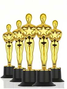 1/3/5个装金色奖杯、金牌、迷你奖杯、五角星小金人奖杯、塑料奖杯，适用于比赛、活动、体育赛事、派对装饰、演出、颁奖典礼和表彰礼品。 - 彩色 - 查看 10