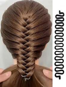 4件套优雅美发造型工具套装，适合女性使用，包含弹力发圈、法式编发器、鱼骨马尾扭辫器、DIY发型设计工具、编发环工具，适用于日常、休闲、运动、派对、通勤、度假、化妆、伴娘、婚礼等各种场合，是母亲节、毕业季、圣诞节、新年等节日的理想礼物，也是理发店美容旅行必备的护发产品、护发用品和发饰。 - 多樣化 - 查看 8