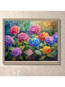 Kit de pintura de diamante DIY com tema de hortênsia, pintura de diamante redonda 5D com broca completa, arte de parede em mosaico sem moldura, presente para decoração de casa - Multicolorido - Ver 3