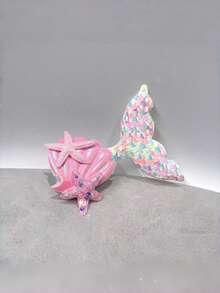 美人鱼尾巴毛毯，毛绒夜光毛毯，适合幼儿穿着，彩色独角兽图案，50厘米 x 100厘米，送给女孩的最佳礼物，适合圣诞节礼物 - 彩色 - 查看 7