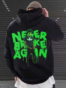 Men'S YoungBoy Never Broke Again Hoodie - Neon Green Graphic Pullover Sweatshirt, Loose Fit Streetwear With Front Pocket, Long Sleeve Hooded Sweatshirt For Concerts, Everyday & Special Events - Spring/Fall/Summer Casual Outfit Essential,Fall Hoodies,Men's Fall Clothes,Street Wear,Halloween,Mens Hoodies,Y2k Clothes,Jesus Hoodie,Thanksgiving Day,Nightmare Before Christmas,Christmas - màu đen - Xem 1