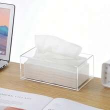 Estuche de Papel Creativo Transparente, Soporte de Cajón de Papel Acrílico Grueso, Caja de Pañuelos Removible, Contenedor de Almacenamiento para Restaurante y Hotel - Blanco - Ver 4