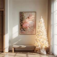 1件圣诞芭蕾舞女演员墙饰，胡桃夹子芭蕾舞主题圣诞装饰，粉色芭蕾节日可打印艺术，帆布壁挂，房间海报，家居装饰，房间装饰美学，房间装饰用品。可选画框，房间装饰。 - 1pc - 查看 10