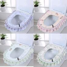 1个亚麻包边防水拉链马桶坐垫，大直径，可水洗，四季皆宜 - 彩色 - 查看 1